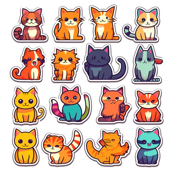 Set of cats stickers