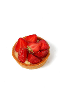 strawberry tart isolated on white 
