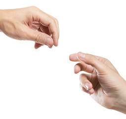 Hands sharing something, cut out