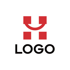 medical logo symbol with abstract negative space design concept and smile emoji graphic