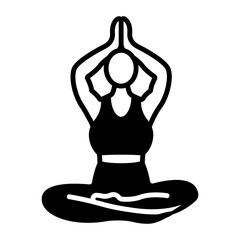 cross legs seated meditation pose concept, Meditative postures vector icon design, Fitness and Wellness symbol, Workout and Weightlifting sign, Personal training equipment stock illustration