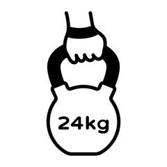 Human Hand holding Kettlebell concept, improving grip strength vector icon design, Fitness and Wellness symbol, Workout and Weightlifting sign, Personal training equipment stock illustration