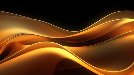 Abstract 3d rendering of golden wave line futuristic background