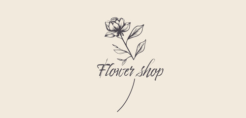Obraz premium Vector logotype for flower shop, luxury beauty salon, fashion, skincare, cosmetic