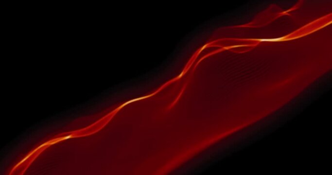 Animation of red digital wave moving against copy space on black background