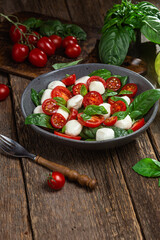 Caprese salad with tomato, mozzarella and basil