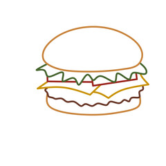 Burger Vector, Burger Line, Burger Illustration