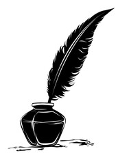 feather pen ink vector silhouette illustration