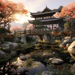 Mystical Japanese Garden   - amazing illustration stylish and eyecatching