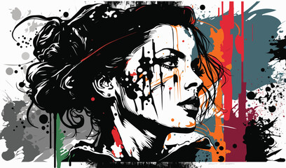Graffiti Goddess: Vector Graphic of Strong and Beautiful Woman in Street Art Fashion
