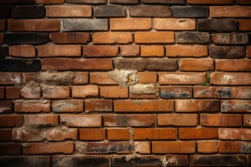 Antique brick brown wall.