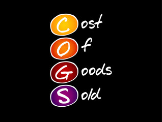 COGS Cost of Goods Sold - carrying value of goods sold during a particular period, acronym text concept background