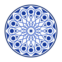 Porcelain plate with traditional blue on white design in Asian style. design pattern for background, plate, dish, bowl, lid, tray, salver, vector illustration art embroidery. geometric flower plate.