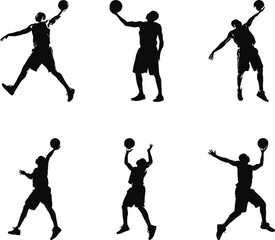 silhouettes of man playing basketball