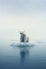 Plakat Generative AI illustration of lonely white bear on iceberg