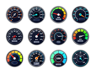 Car speedometers on black background for transportation, racing or another design	