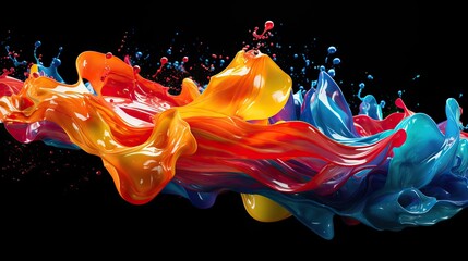 Waves of multi-colored liquid on a black background