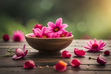 Obraz na płótnie Canvas bowl of flowers generated by AI tool