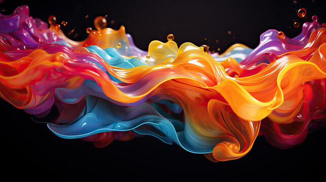  Illustration of a wave of bright paint . 