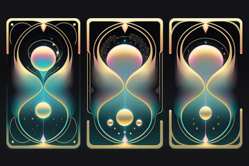 Fototapeta premium Cell Division Tarot Card Symbol Geometric Shapes Circles Mysterious Esoteric Occult Biology Science Colorful Irridescent