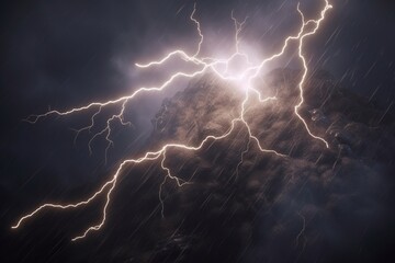 A close-up of a natural phenomenon, such as a lightning strike or tornado, with dramatic and intense details, Generative AI
