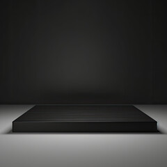 Minimalist simple podium or pedestal display with dark color background for product presentation.