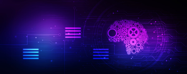 2d illustration technology gear brain 