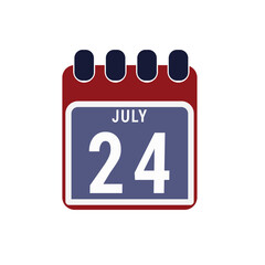 Calendar displaying day 24 (twenty-fourth) of the July - Day 24 of the month. illustration