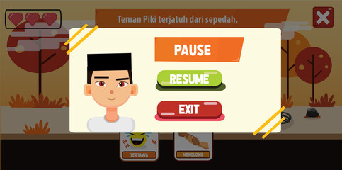 User Interface Education Game Asmaul Husna "Ar Rahman" Level 1 Backround Button Pause