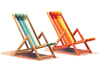 Lounge Chairs, beach chair isolated vector art illustration on white background. 