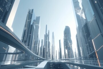 Fototapeta na wymiar A futuristic cityscape with advanced education and learning technology, Generative AI