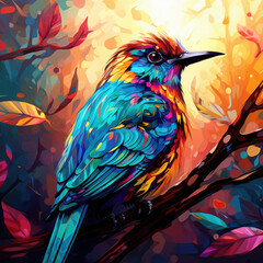 Obraz premium Stunning of a colorful bird, showcasing its vibrant plumage and graceful presence.