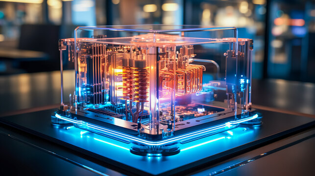 futuristic concept of a quantum computer (generative AI)