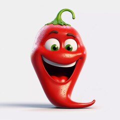 Cute Chilli Pepper Happy Cartoon Character