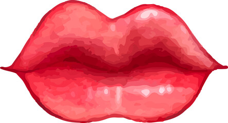 Fototapeta premium Lipstick kiss mark watercolor illustration