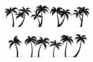 Fototapeta na wymiar Palm Tree Silhouette Vector Art Icons and Graphics white backgroud