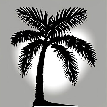 Palm Tree Silhouette Vector Art Icons and Graphics white backgroud