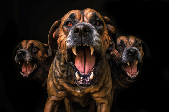 The Cerberus in Greek mythology - the three-headed hound of Hades (Generative AI)