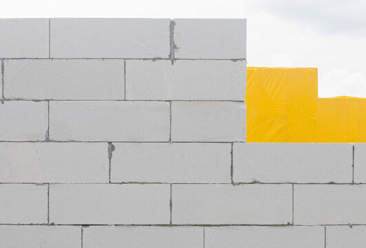 Wall with an opening for a window from a gas block.