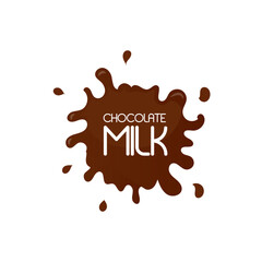Milk chocolate blot. Chocolate drops and stains. Modern poster of fresh milk splash on a light background, flat design. Blots from milks. Vector illustration