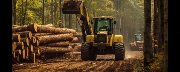 Fototapeta na wymiar Beech wood logging timber wood industry. generative ai