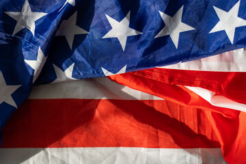 American flag waving in the wind.