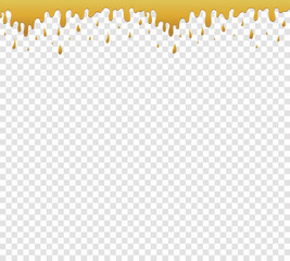 Dripping honey Golden yellow realistic syrup or juice dripping liquid oil splash vector template