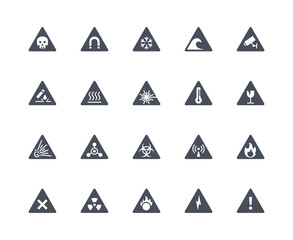Danger and warning icons black set