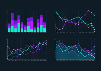 	
Modern modern infographic vector template with statistics graphs and finance charts. Diagram template and chart graph, graphic information visualization illustration
