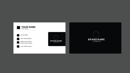 Black and simple stylish visiting card, business card, personal card with elegant shape template, 