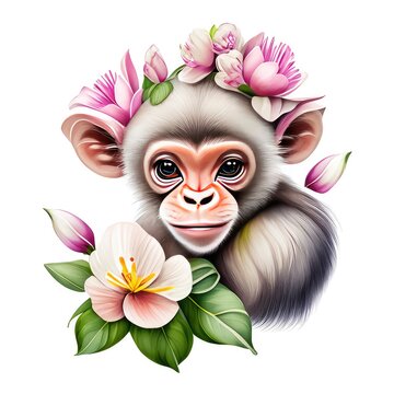 monkey watercolor clipart
