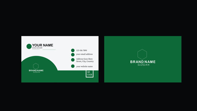 Green and white simple modern visiting card for your business. visting card, office card.
