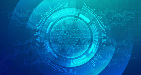 Abstract digital data map technology futuristic blue green background, Cyber science tech, Innovation communication future, Ai big data, internet network connection, Cloud hi-tech illustration vector