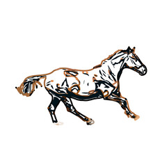 Color sketch of a running horse with transparent background © Sukma